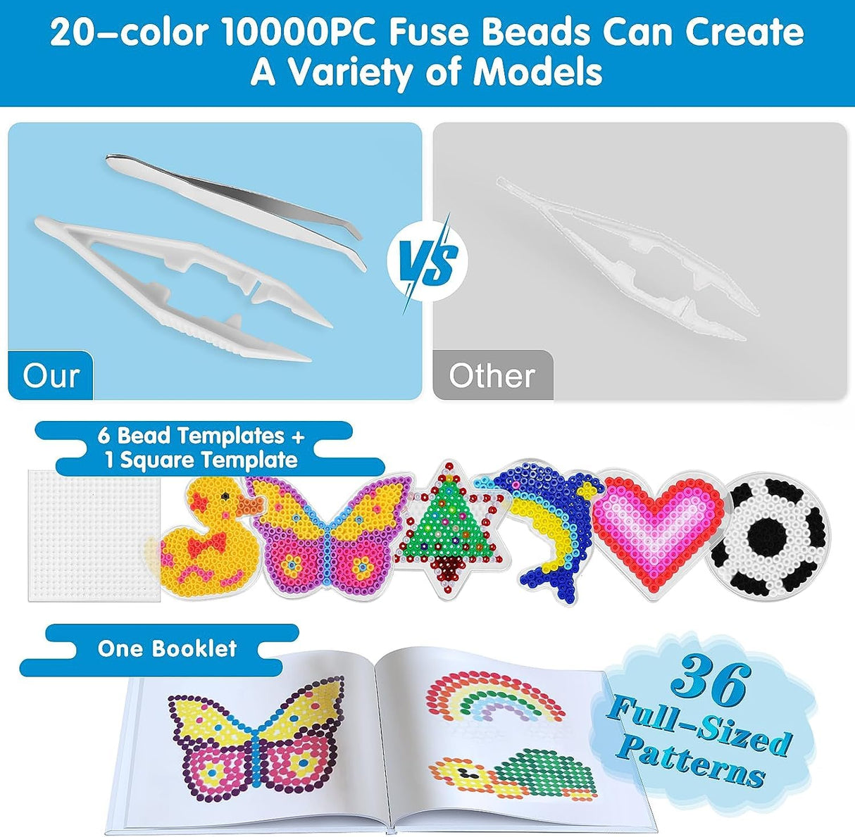 LULUETPUE Fuse Beads Kit,10000PC 5MM Melty Beads Set, Iron Melting Beads Craft Kit with Pegboards,Ironing Paper and Chain Accessories, Arts and Crafts Set for Kids Boys Girls Christmas Birthday Gift LULUETPUE