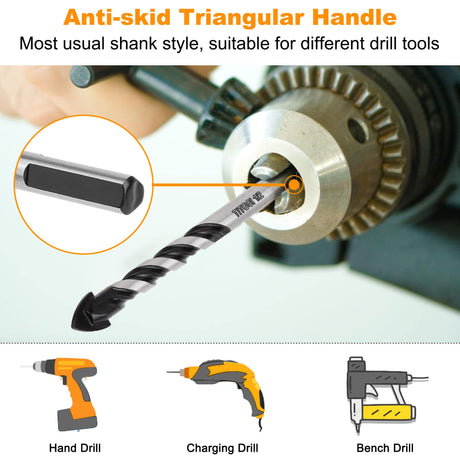 Professional Masonry Drill Bit Set (10PCS) for Glass/Brick/Plastic/Cement/Wood/Tile/Etc, Industrial Strength Carbide Drill Bit Tip, 1/8"-1/2" by TITGGI TITGGI