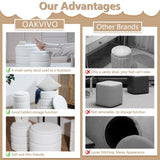 oakvivo Round Ottoman with Storage Set of 2, Soft Teddy Velvet Upholstered Foot Stool Vanity Chairs, Support 330lbs Padded Seat Multifunctional Ottomans Footrest, Foot Rest for Living Room, White oakvivo