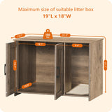 DWANTON Litter Box Enclosure, Cat Litter Box Furniture Hidden, with Scratching Mat, Wooden Cat Washroom Indoor, 31.5" L x 19.7" W x 21.7" H, Greige Dwanton