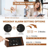 Kogonee Wooden Digital Alarm Clock, 0-100% Dimmer, 2 Alarm Settings, Weekday/Everyday Mode, 9 Mins Snooze, 12/24H, Temperature and Date Display for Office, Travel, Bedroom Alarm Clock (Brown) Kogonee