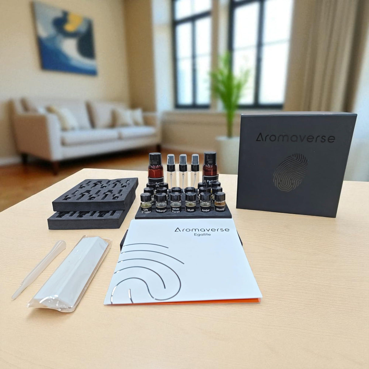 Aromaverse EGALITE I DIY Perfume Making Kit| 16 Aromatic Ingredients| Perfumery Solvent| Spray Bottle & Guided Formulations to Create Custom luxury Eau De Parfum for Men & Women| Perfect Scented Gift Aromaverse