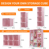VIPZONE Baby Dresser, Kids Closet Organizers, Portable Kids Wardrobe for Closet, Bedroom, Nursery, Cubby, Cabinet, Clothes, Dress, Baby Storage Shelf, Armoire Clothes Hanging (12 Cube, Pink) VIPZONE