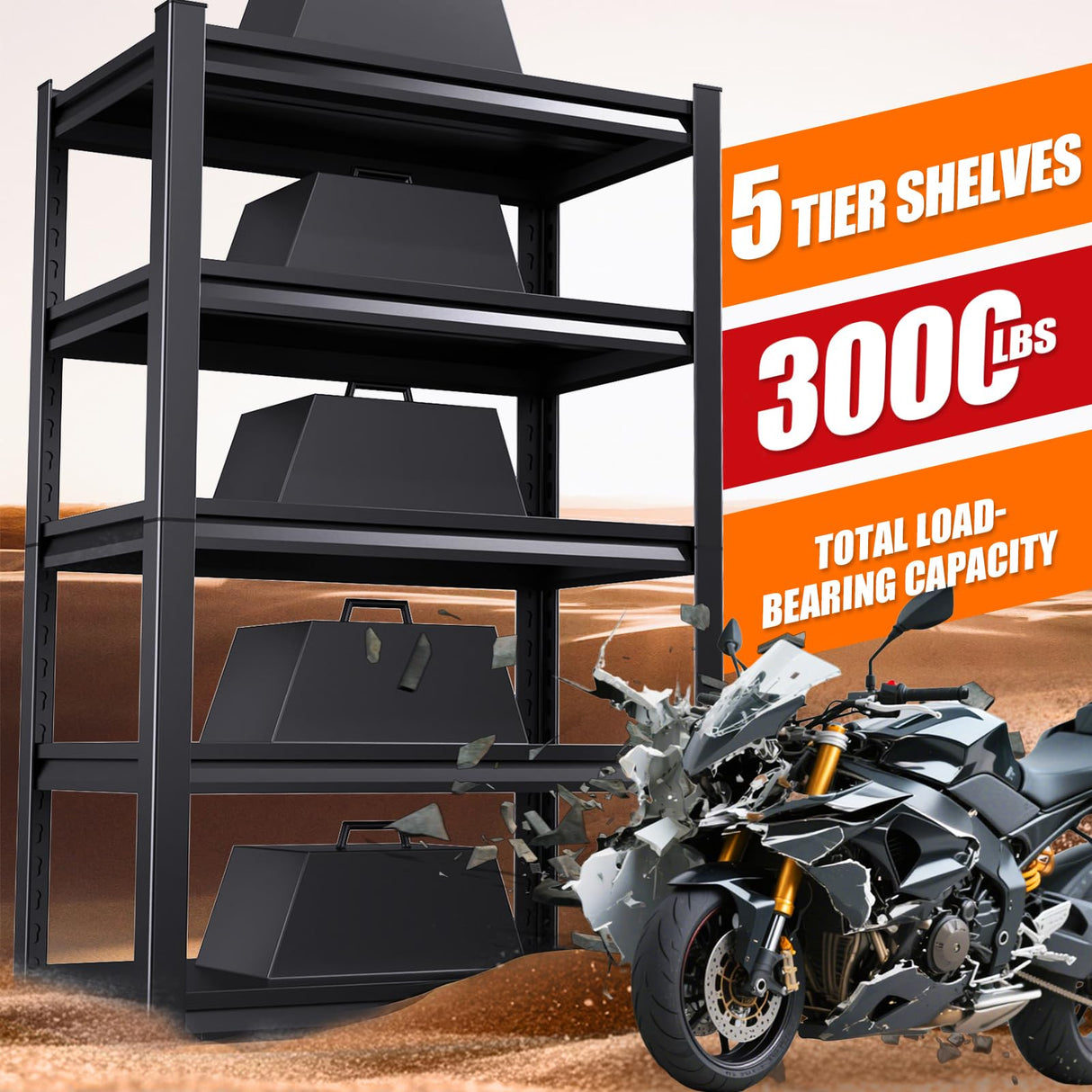 72"/59"W Garage Shelving Heavy Duty, 3000LBS Garage Storage Shelves, Adjustable Metal Shelving Unit, Easy Assembly Utility Storage Rack Shelf for Basement, Warehouse, Pantry (72"H*59"W*20"D) TXTDPL