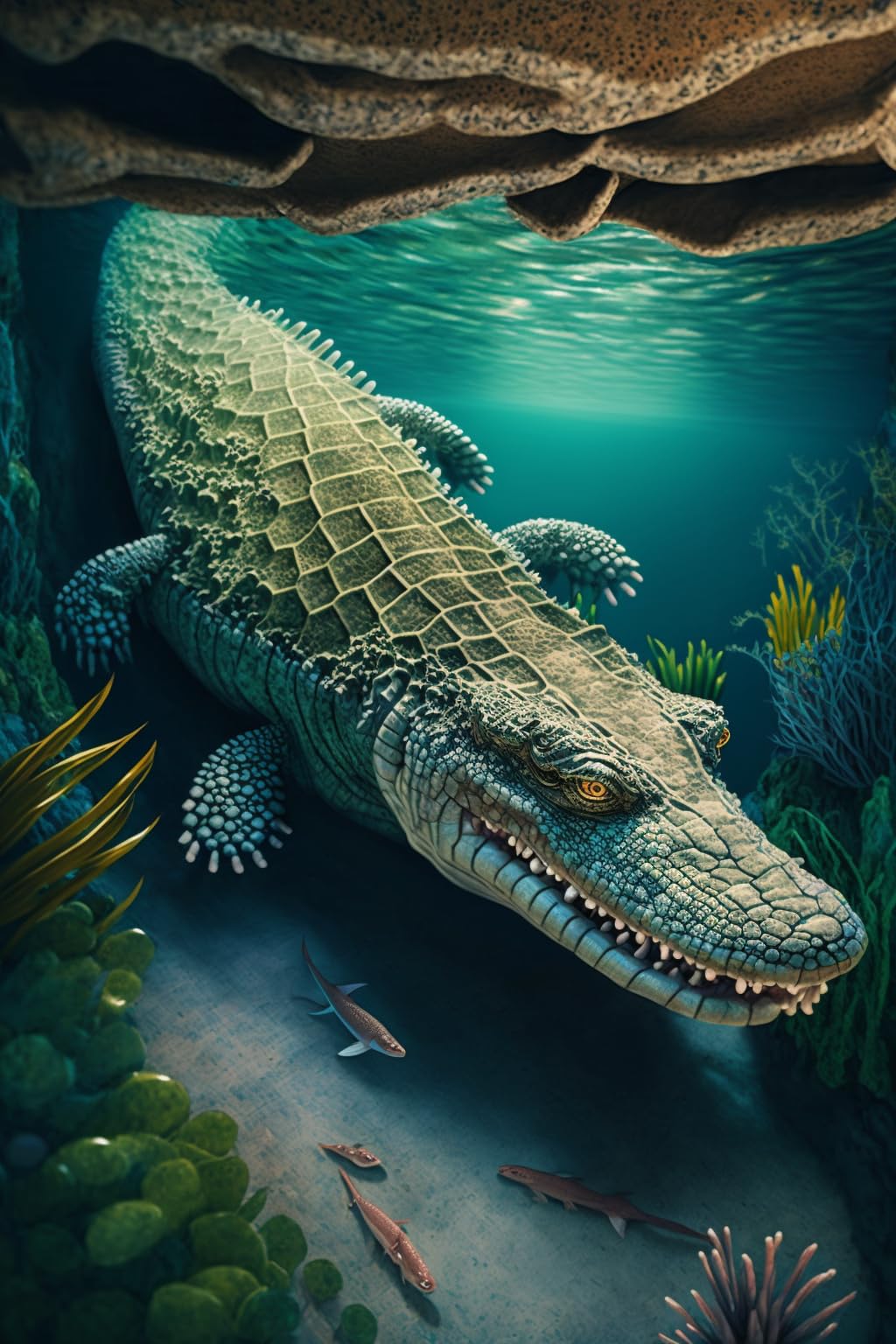 Animal Diamond Painting, Adult and Beginner 5D Alligator in The Lake Diamond Painting Kit, DIY Diamond Painting Art Embroidery Crafts, Wall Art Decoration 12x16 Inch Movstrb