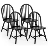 Giantex Wood Dining Chairs Set of 4, Windsor Chairs with Solid Wood Legs, High Spindle Back, H-Shaped Crossbars, Vintage Country Farmhouse Style Wooden Side Chairs, Black Giantex