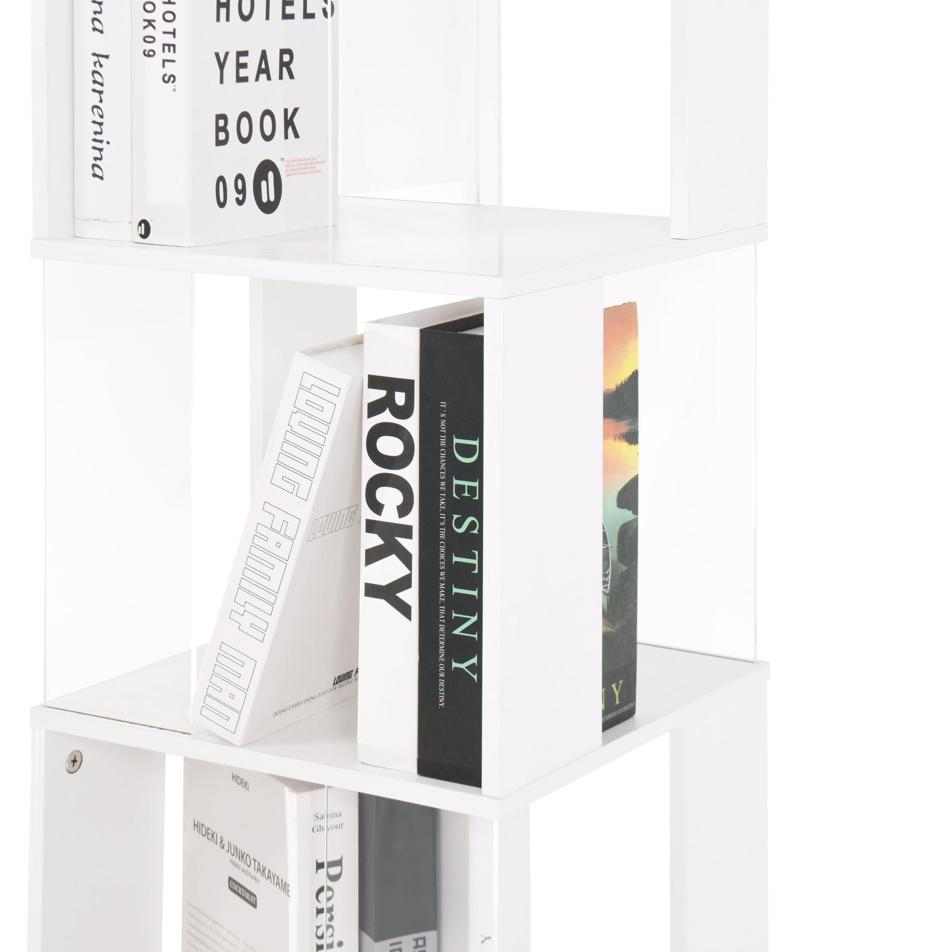 Rotating 360° Display Bookshelf by Rpuzonier - 5 Tier White Storage Rack with Acrylic Plates - WoodArtSupply