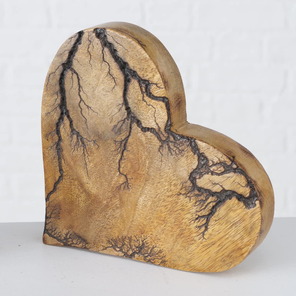 WHW Whole House Worlds Tree of Life Embellished Hearts, Set 2,Carved Mango Wood, Rustic Incised Branch Pattern, 6.25 and 4.75 Inches WHW Whole House Worlds