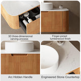 36 inch Bathroom Vanity with Sink, Floating Cabinet with Ultra-Thin Ceramic Basin and Marble Top, Large Storage Drawer, Soft-Close Design, Nature Wood AmbroVania