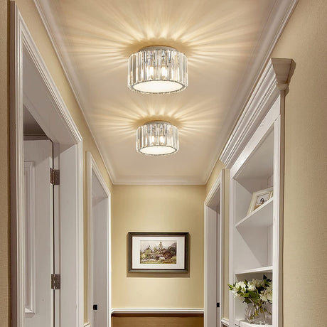 Modern Crystal Ceiling Light Fixture, BUXVRCS Mini Flush Mount Crystal Chandelier, H 5.89'' x W 8.66'' Small Crystal Ceiling Fixtures for Hallway Bedroom Bathroom G9 Socket BUXVRCS