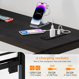 VINGLI Full Metal Loft Bed Frame with L-Shaped Desk, 15 Inches Guardrail, Non-Slip Ladder, 2 Charging Stations, Storage Shelves/4 Drawers/LED Lights, for Kids Teens Adults, No Box Spring Needed, Black VINGLI