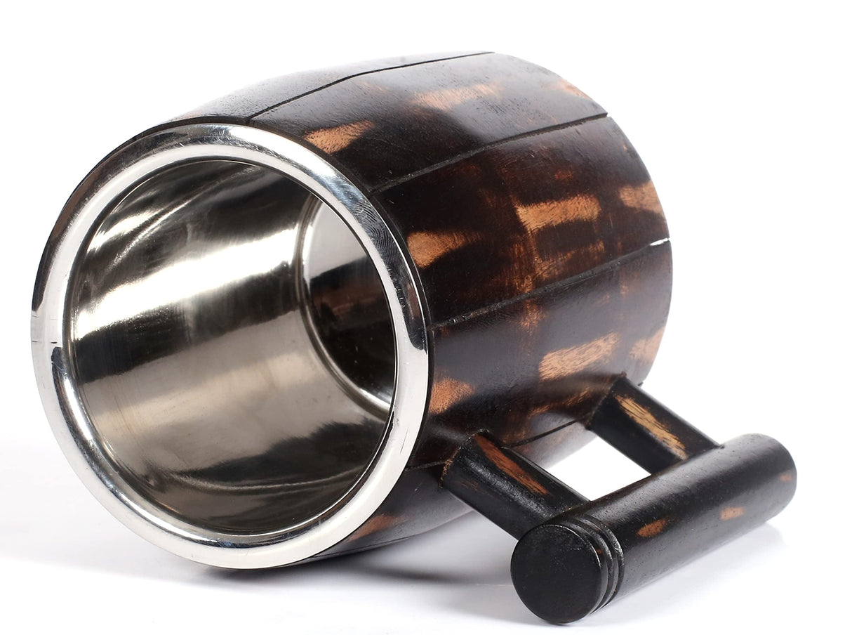 Wooden Mug, Beer Mug Wood,Wooden Coffee Mug, Stainless Steel Beer Mug With Wood,Handmade Wooden Beer Mug with 18oz-500ml, Great Beer Gift Ideas Wooden Beer Tankard for Unisex, Vintage Bar Cup Bedding Craft