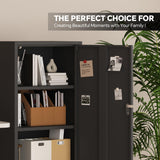 Steehoom Metal Locker Lockable Bathroom Storage Cabinet Black 4 Tier Employee Lockers for Home, School, Office, Garage (Black, H49.21'') Steehoom
