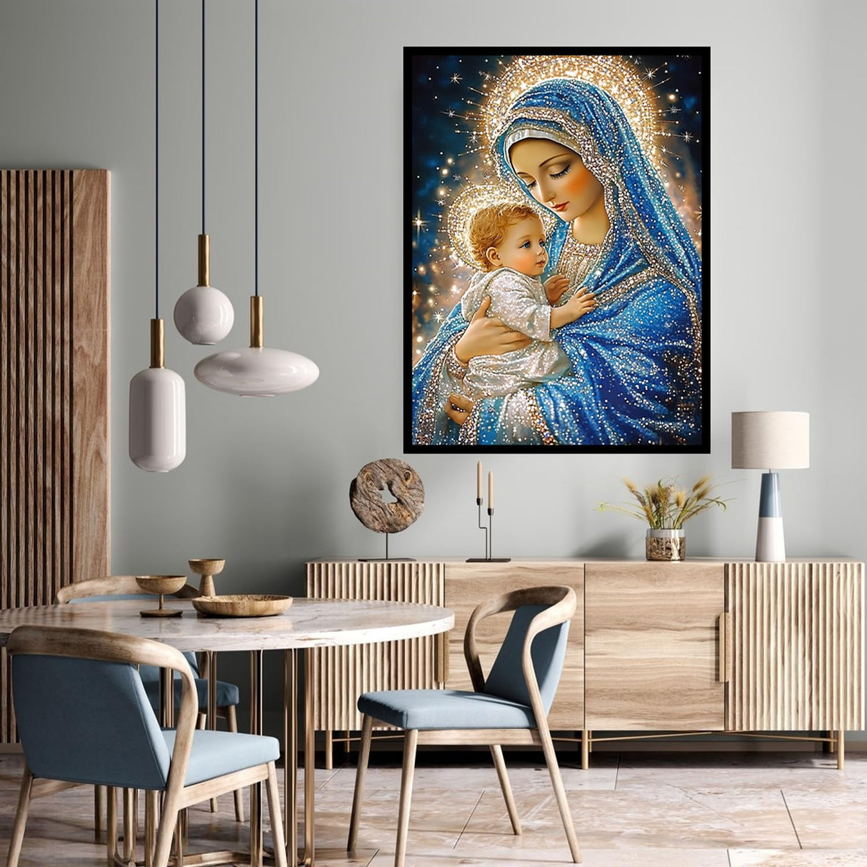 CHWGLFGG 5D Diamond Art Kits for Adults Beginners, Virgin Mary Diamond Painting Kits, DIY Full Round Drill Paint by Diamonds Dot Gem Art for Adults, Home Wall Decor 12x 16 Inch CHWGLFGG