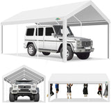 COBIZI Carport 10x20ft Heavy Duty Portable Garage, 2.0 Powder Coated Frame(Better Than Galvanized), Waterproof Shelter with Built-in Sandbags, for Car/Boat/SUV, White COBIZI