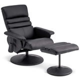 MCombo Recliner with Ottoman, Reclining Chair with Massage, 360 Swivel Living Room Chair Faux Leather 7902 (Black) MCombo