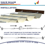 Windscreen4less 3' x 20' Retractable Sun Shade Canopy Cover Sliding Wave Shade Sail for Pergola Patio Deck Yard Gazebo Outdoor (Beige) Windscreen4less