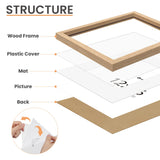 upsimples 8x10 Picture Frame, Natural Solid Wooden Picture Frames, Display 5x7 with Mat or 8 x 10 Without Mat, Wall or Tabletop, 1 Pack upsimples
