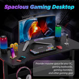 FDW 47 Inch Computer Desk Gaming Desk Writing Desk Office Desk Student PC Desk Extra Large Modern Ergonomic Racing Style Table Workstation for Adult Teens,Black FDW