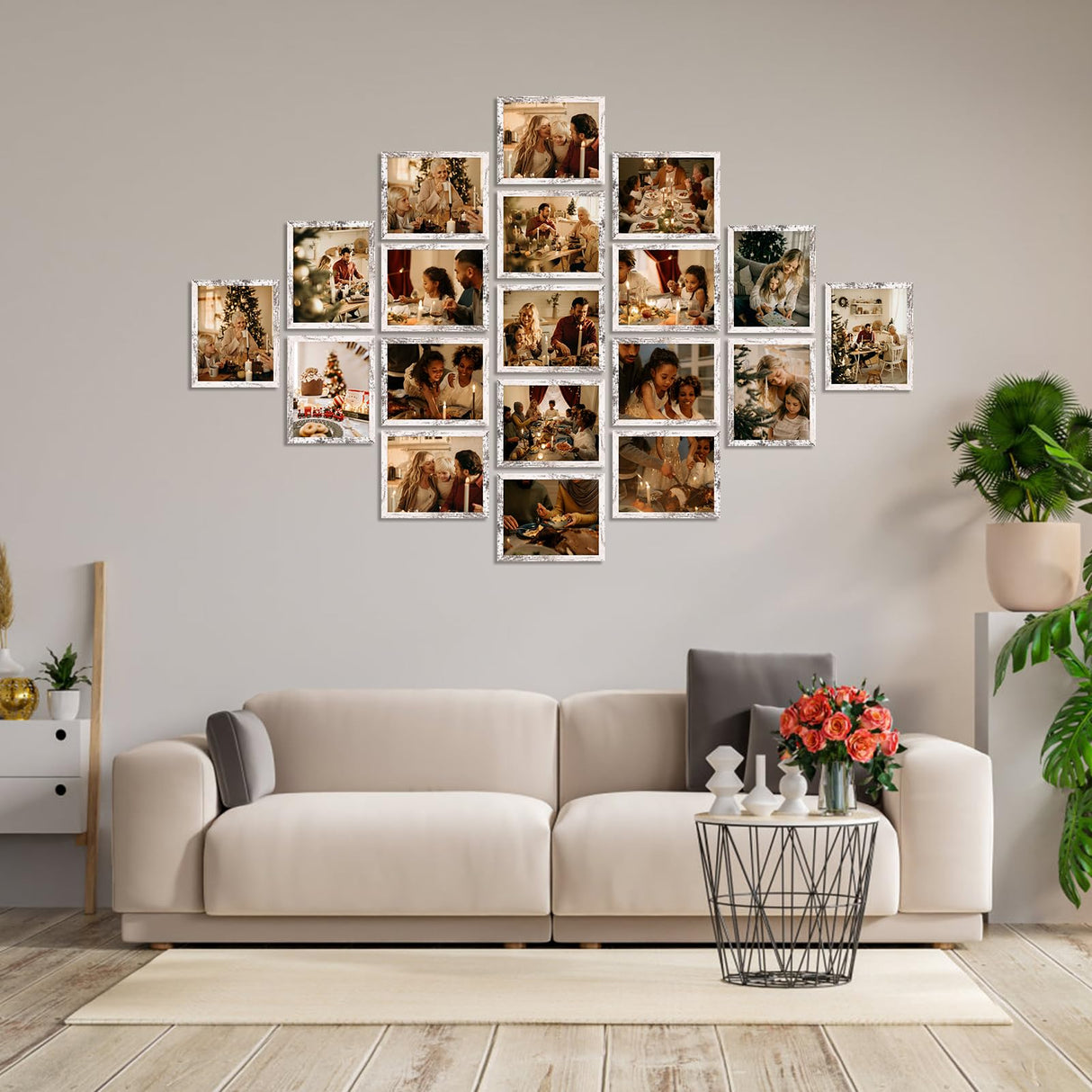 PETAFLOP Wooden 8x10 Picture Frame Set of 18, White Distressed Photo Frames Fits 8 by 10 for Wall or Tabletop Display PETAFLOP