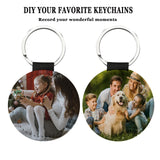 QISVVE 10Pcs Sublimation Blanks Keychain，custom personalized key chain,Glitter PU Leather keychain accessories for DIY Crafts Making (10Pcs Glitter Round) QISVVE