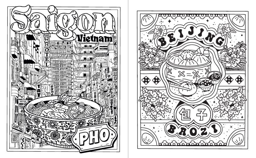 Street Food Coloring Book: Delicious Treats from Cities around the World WoodArtSupply