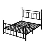Allewie 14 Inch Queen Size Metal Platform Bed Frame with Victorian Vintage Headboard and Footboard/Under Bed Storage/No Box Spring Needed/Easy Assembly/Noise Free/Mattress Foundation/Black Allewie