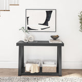 Plank+Beam Solid Wood Console Table with Storage, 46.25 Inch, Sofa Table with Shelf, Narrow Entryway Table for Hallway, Behind The Couch, Living Room, Foyer, Easy Assembly, Black Plank+Beam