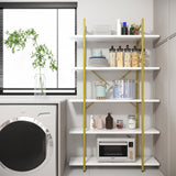 Azheruol Modern 5-Tier White Faux Marble Bookshelf with Metal Frame for Stylish Home Organization Azheruol