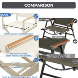 Grand patio 11-Piece Outdoor Dining Set, 10 Extra-Wide Folding Chairs & 1 Rectangle Expandable Table for 6-8 Person, Sling Mesh Patio Chairs with Wood Grain Table for Yard, Poolside, Deck, Apricot Grand patio