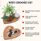 Heart Prayer Bowl with Cross, Prayer Bowl Wooden, Dough Bowl, Wooden Bowl, Prayer Bowl, Heart Bowls, Decor Bowl for Prayer Table, Prayer Bowls with Cards, Prayer Gifts for Women (Wood) Hoohnnaa