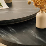 Round Nesting Coffee Set, Stackable Modern Accent Cocktail Table for Living Room Office Balcony,Nesting Tables 2 Piece with Solid Metal Frame and Easy Assembly (Black) EUROSAKURA