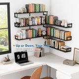 Harwaya Large Floating Book Shelves for Wall Set of 3, 36 Inch Long Wall Mount Bookshelf for Bedroom, Heavy Duty Wood Hanging Bookshelves for Books, Laundry Living Room Classroom Library -Black Harwaya