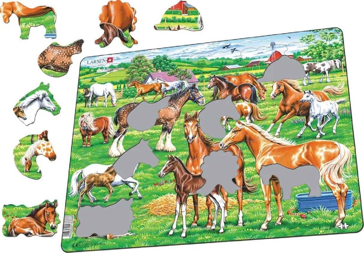 Larsen Puzzles Beautiful Horses 33 Piece Children's Jigsaw Puzzle Larsen