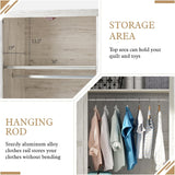 LUXOAK 70" Large Armoire Wardrobe Closet Set of 2 with Hanging Rod, Farmhouse Clothing Storage Cabinet with 2 Barn Doors, Wooden Tall Bedroom Armoires with Shelf, Distressed White LUXOAK