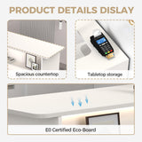 Anzhap Reception Desk with Counter - Front Desk Reception Counter with Hidden Cable Management, Lockable Drawer and Storage Cabinet for Salon,Office,Lobby,Cashier (White+Natural/Right,59"L*19"W*39"H) Anzhap