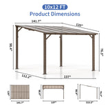 WKM 10X12 FT Gazebo for Patio,Large Wall-Mounted Lean to Gazebo Pergola with Roof on Clearance, Lean to Gazebo Hard Top, Lean to Gazebo Awnings for Patio, Decks, Porch and Backyard WKM