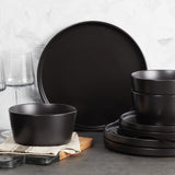 Stone Lain Coupe Dinnerware Set, Service For 4, Black Matte Stone Lain