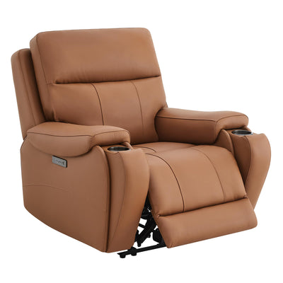 CHITA Power Zero Gravity Recliner Chair, Genuine Leather Recliner Chair for Adults, Adjustable Reclining Sofa Lounge with Hidden Slide-Out Cupholders, USB and Type-C Ports, Saddle