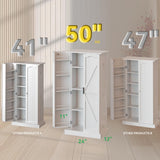 GEPELCN 50" LED Kitchen Pantry Cabinet Farmhouse Storage Cabinet Wood Food Pantry with Barn Doors and Adjustable Shelves Freestanding Buffet Cupboards Sideboard for Kitchen White GEPELCN