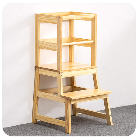 Kitchen Step Stool for Toddlers with Non-Slip Mat, Wood City Wooden Kids Montessori Learning Stool Tower, Toddler Standing Tower Helper for Kitchen Counter and Bathroom Sink. WOOD CITY