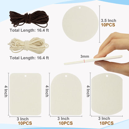 Temlum 40 Pcs Sublimation Air Freshener Blanks with 40 Pcs Tassels, Elastic Rope, Clear Bag, Sublimation Blanks Products DIY Air Freshener for Car, Home Hanging Decoration Sublimation Accessories