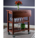 Winsome 94734 Jonathan 2 Drawer Rolling Kitchen Cart in Walnut Winsome