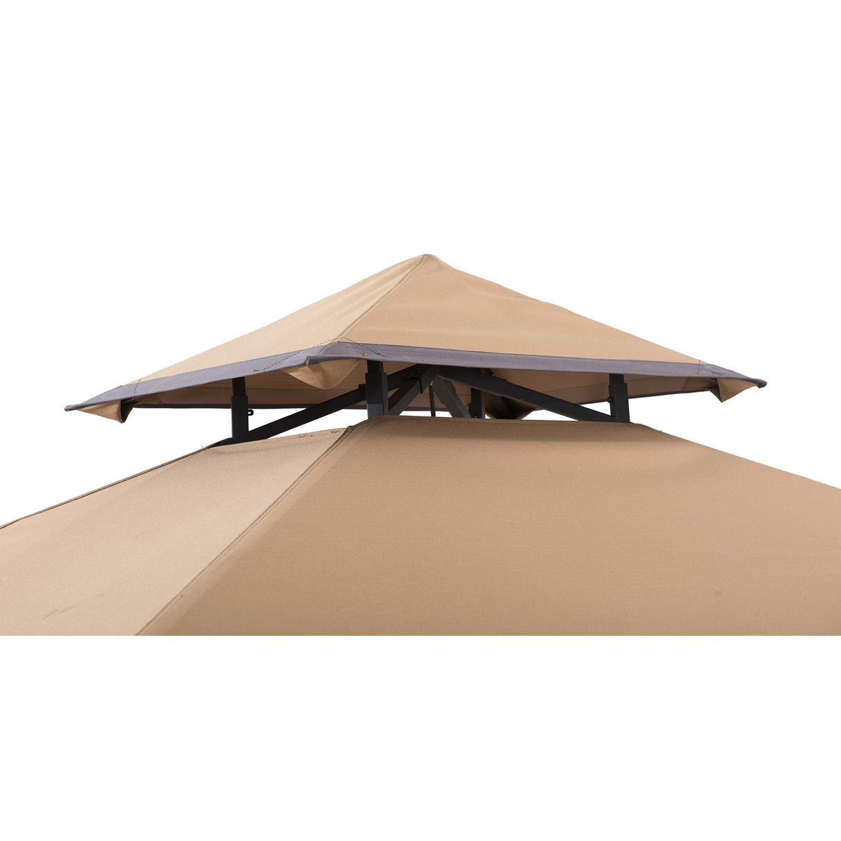 Sunjoy 5 x 8 ft Grill Gazebo with Double Tiered Canopy Roof, Black Steel Frame Grill Gazebo for Outdoor, Patio, Garden, and Backyard Activities, Khaki SummerCove