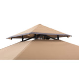 Sunjoy 5 x 8 ft Grill Gazebo with Double Tiered Canopy Roof, Black Steel Frame Grill Gazebo for Outdoor, Patio, Garden, and Backyard Activities, Khaki SummerCove