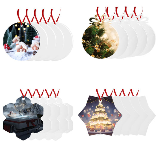 Sublimation Blank Ornaments White Aluminium Haning Ornament 20 PCS Bulk of Different Disign for HTV Crafting DIY and Chritsmas Tree Decoration (Snow)