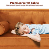 Dreamsir 78'' W Velvet Sofa, Mid-Century Love Seats Sofa Furniture with Bolster Pillows, Button Tufted Couch for Living Room, Tool-Free Assembly (Ginger) Dreamsir