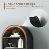 RALGEND Farmhouse Arched Bookshelf, 7 Tiers Arch Bookcase with 2 Spacious Drawers, Modern Book Shelf with Open Display Shelves and Storage Cabinet, for Office, Living Room, Kitchen, Black RALGEND