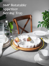 DOWAN 360° Rotatable Serving Tray and Platters, 12 Inch Divided Serving Bowls for Party, Kitchen Decor, Removable Serving Dishes for Chips and Dip, Fruit, Veggies, Candy and Snacks, 7 Pieces, White DOWAN