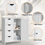 JUMMICO Bathroom Storage Cabinet, Floor Cabinet with 4 Drawers and 1 Adjustable Shelf, Storage Oragnizer for Living Room, Kitchen, Bathroom (White) JUMMICO
